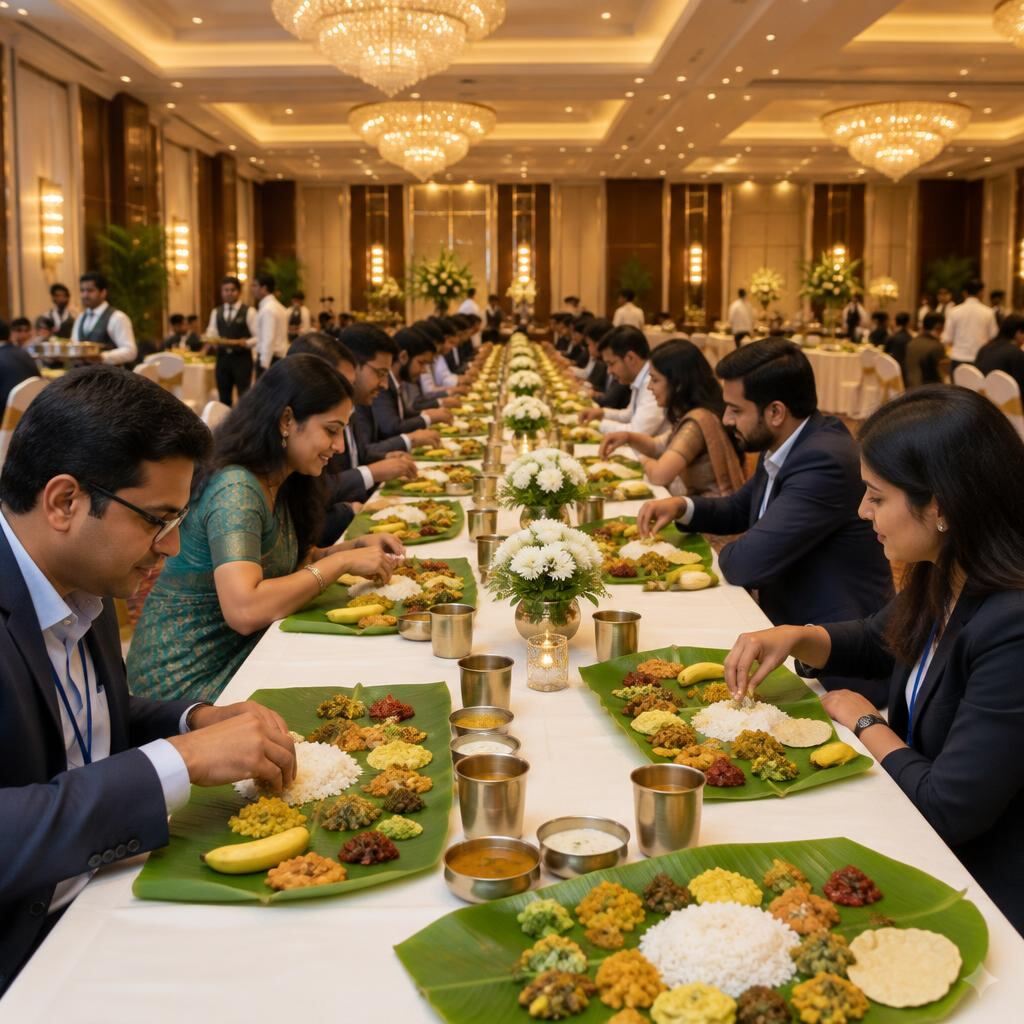 Corporate banana-leaf lunch